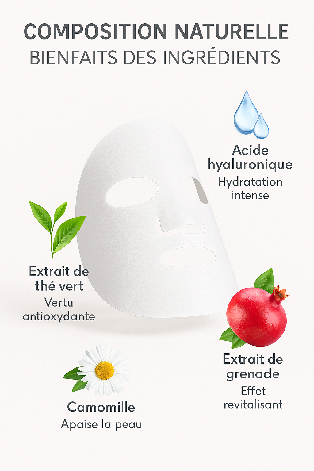 Masque Visage Collagène  Bio - Effet Éclat Immédiat| Collagène Glow